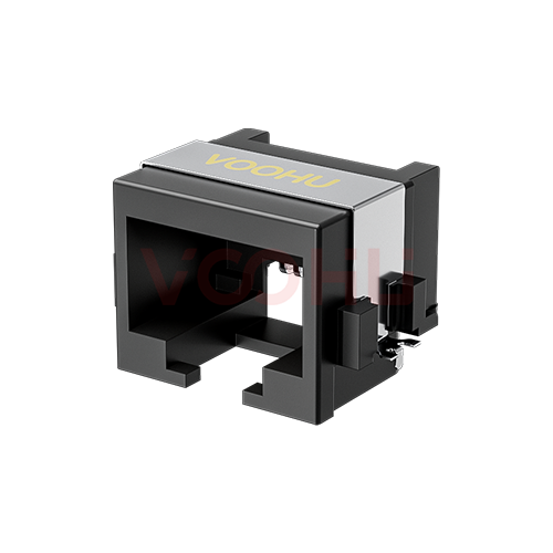 SYTCB861188GWA6SB15133 90&deg; side insertion 1*1 opening facing downwards sinker plate 8.6 copper shell mid-pack type 5.0 sinker plate RJ45 connector