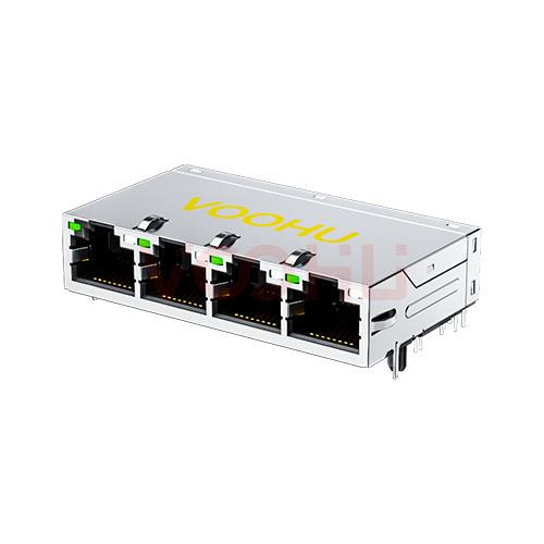 SYT414Q199DH7A2DP057 RJ45 90&deg; 1*4 1000BASE POE: 600mA RJ45 network interface