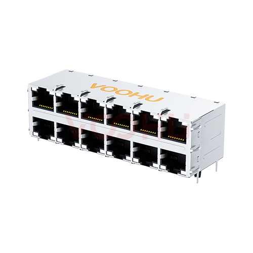 WH59G81016623C12 90&deg; 2*6 1000BASE non-POE LED: GY/GY RJ45 network interface