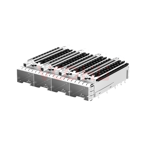 WH394T219D7S32 1X4 25G Press Fit with light guide column with heat sink SFP28 fiber optic cage