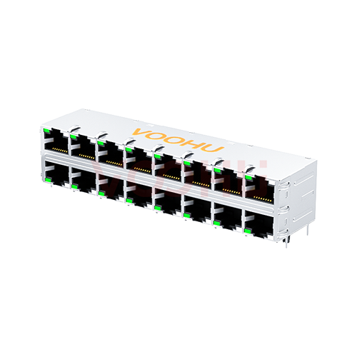 WH59G8288623C12 90&deg; 2*8 100/1000M LED (G/GO) RJ45 network interface